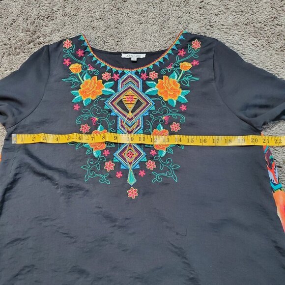 John Mark Colorful Abstract Embroidered Long Tunic Shirt - Small - Picture 5 of 8